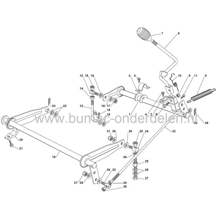 Stelbout M10 met Oog Ø 10 mm Castelgarden voor Maaidek Bevestiging, Castelgarden EL63 - EL63M - XE70 - XE75VD - XE80VD - F72, Stiga Ride On - Combi 3072H, Mountfield 625M - 725M - 725V -725VH - 725VM, Zitmaaiers met een Maaibreedte van 63 en 72 Cm, Opvang