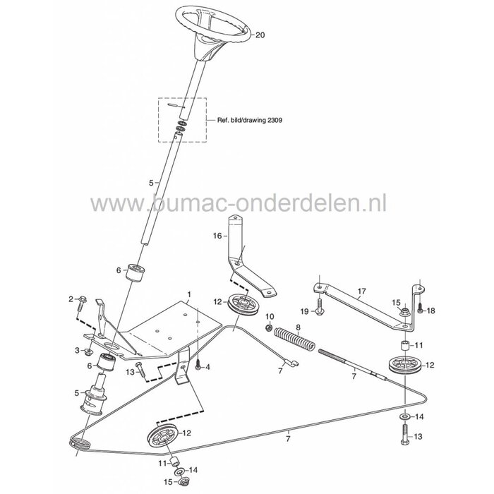Stuurkabel voor Stiga Primo Frontmaaiers met Z Haak, Castelgarden X1, Mountfield 1125M, Frontmaaier met een Maaibreedte van 78 Cm Mulch, Stiga Stuurinrichting Kabel