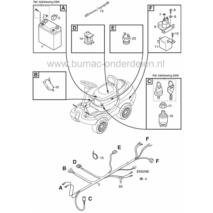 Stiga Primo, Castelgarden X1 en Mountfield 1125M, Veiligheidsschakelaar voor het Uitschakelen van de Maaimessen van Frontmaaiers met een Maaibreedte van 78 Cm, Mulch, Micro Schakelaar, Veiligheids Schakelaar, Castel Garden