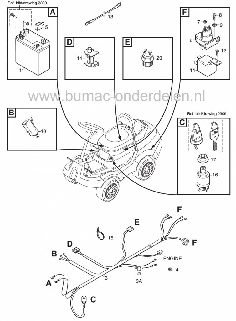 Relais voor Castelgarden X1, Stiga Primo, Mountfield 1125M, Frontmaaiers, Mulch, Castel Garden