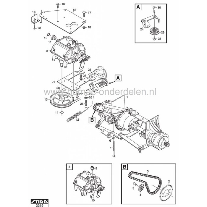 Veer voor V snaar Poelie Stiga Primo, Castelgarden X1, Mountfield 1125M, Frontmaaiers met een Maaibreedte van 78 Cm, Mulch, Pouly, Poely, Poulie, Castel Garden