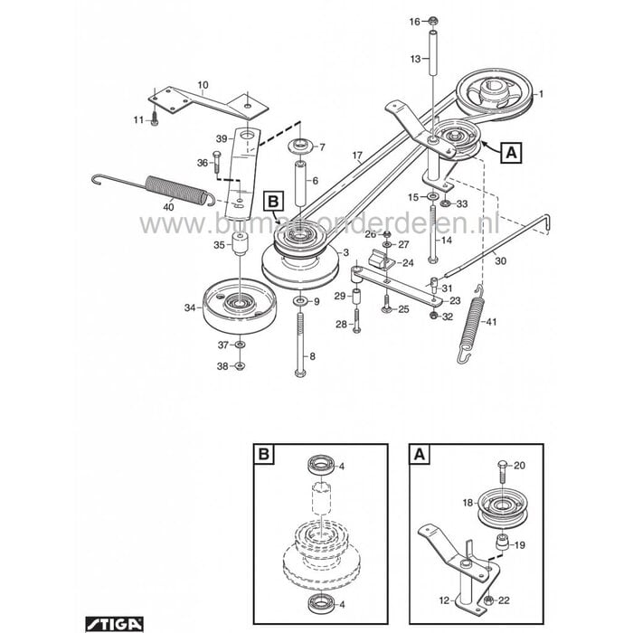 Castelgarden X1, Stiga Primo, Mountfield 1125M, Veer voor Spanpouly van Frontmaaier met een Maaibreedte van 78 Cm, Mulch, Veer voor het Spannen van de V-snaar, Castel Garden