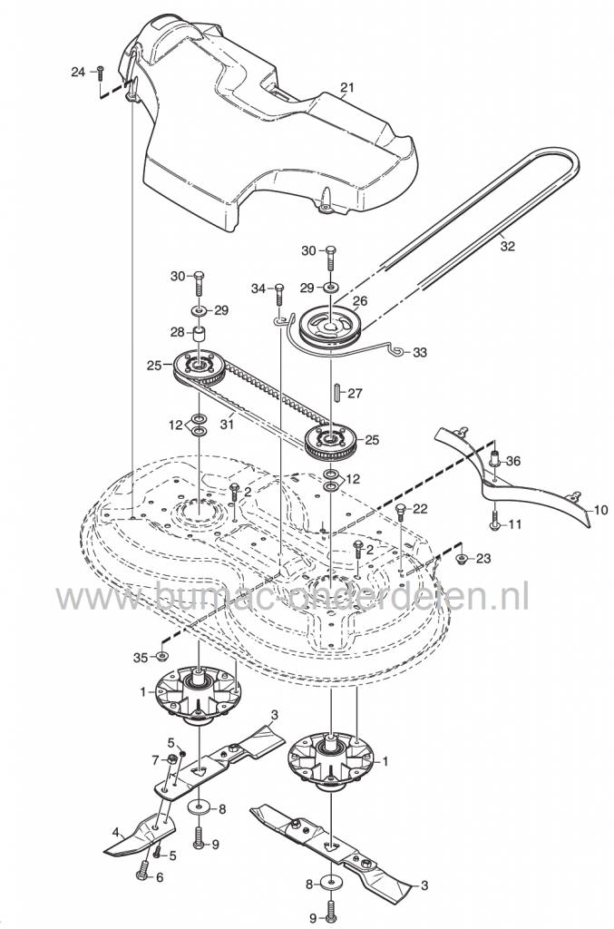 Getande Maaidek Poelie voor Stiga Villa 320 - Villa 520 - Primo, Mountfield 1125M, Castelgarden X1, Frontmaaiers met een Maaibreedte van 78 Cm, Mulch, Maaimespoelie, Castel Garden