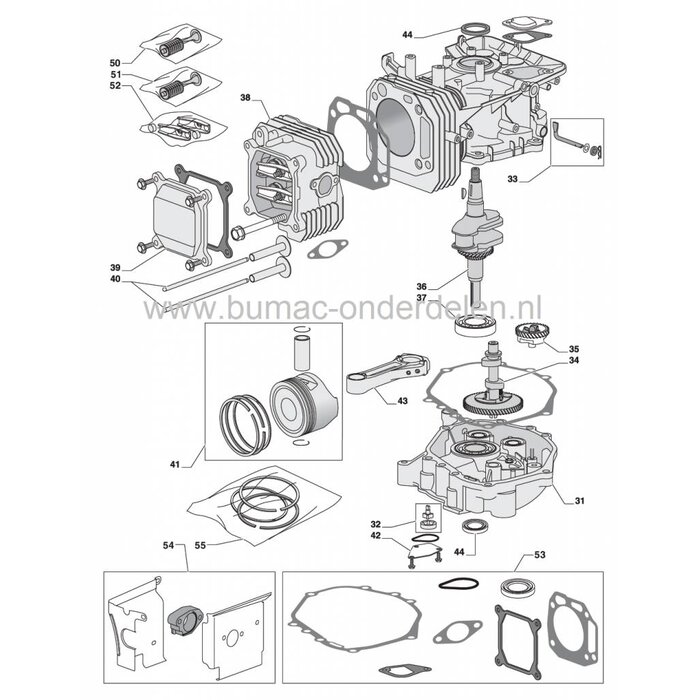 Pakkingset GGP Motoren WM 12 - WM 12,5 en WM 14 Castelgarden X1 - Stiga Primo - Mountfield 1125M, Zitmaaier, Frontmaaier, Tuintrekker, Dichtingsset, Pakkingen, Dichtingen, Alpina
