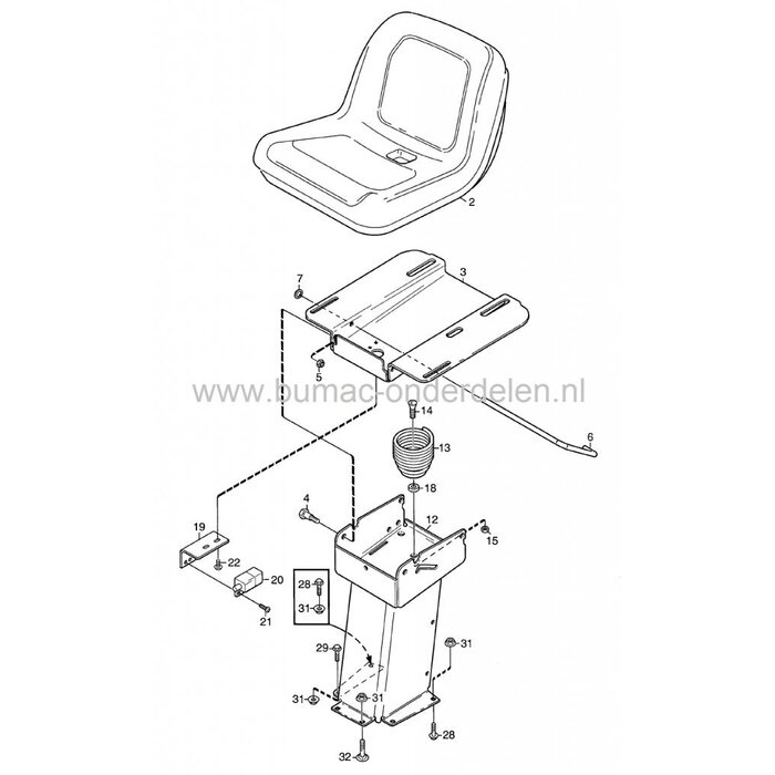 Zittingveer voor Stiga Zitmaaiers, Frontmaaiers, Tuintrekkers, Park Compact, Villa, Zitting Veer