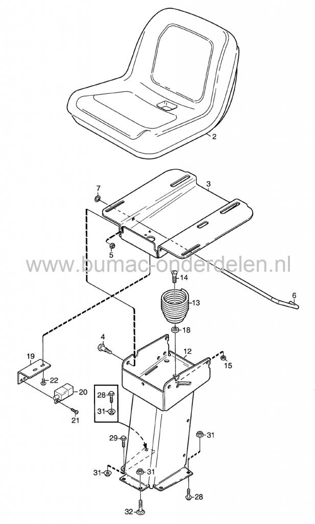 Zittingveer voor Stiga Zitmaaiers, Frontmaaiers, Tuintrekkers, Park Compact, Villa, Zitting Veer