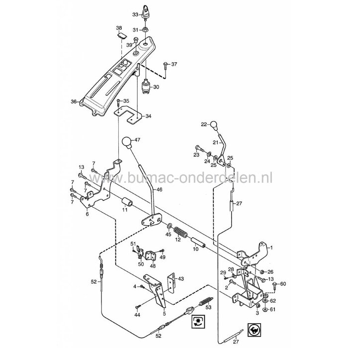 Knop voor Gashendel bij Stiga Villa - Park - Park Compact, Frontmaaiers, Castelgarden, Mountfield, Zitmaaiers, Tuintrekkers, Castel Garden, Knop voor Hendels