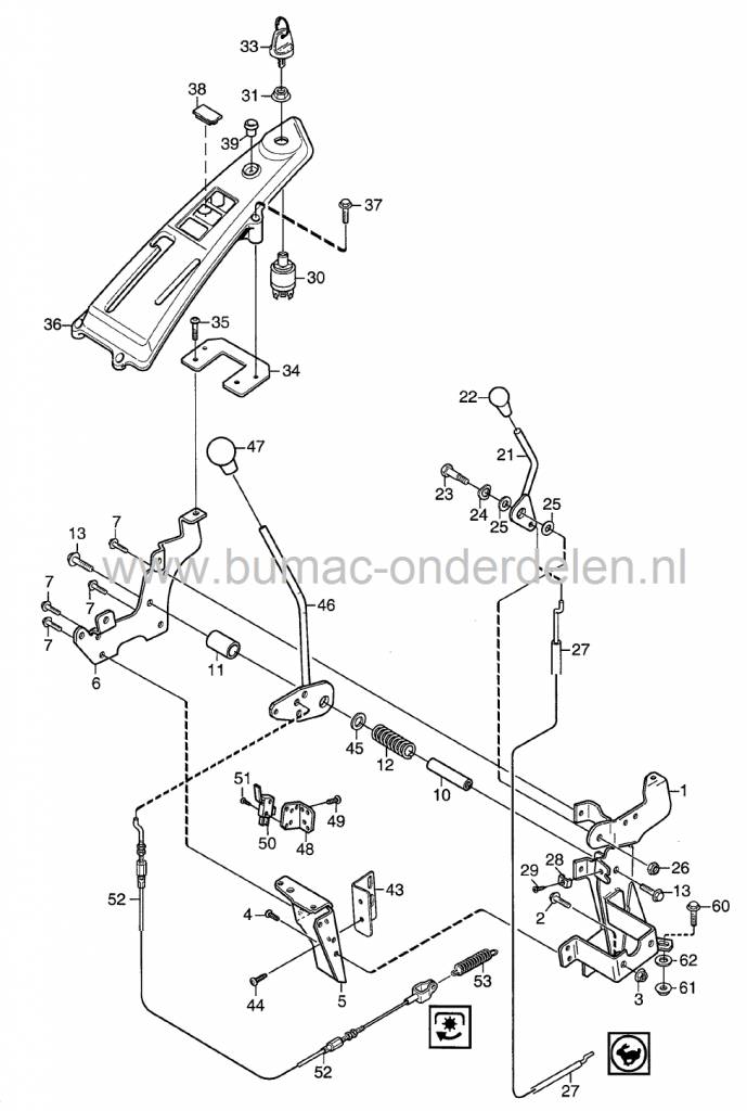 Gaskabel voor Stiga Villa - President - Master - Senator - Comfort - Royal - Elegance - Villa II, Frontmaaiers met Briggs and Stratton Motor, Castelgarden, Mountfield, Zitmaaiers, Tuintrekkers, Gas Kabel, Castel Garden  onderdeel