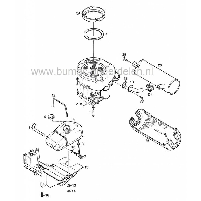 Uitlaat Spruitstuk voor Stiga Villa Frontmaaiers, Castelgarden, Mountfield, Zitmaaiers, Tuintrekkers, Castel Garden