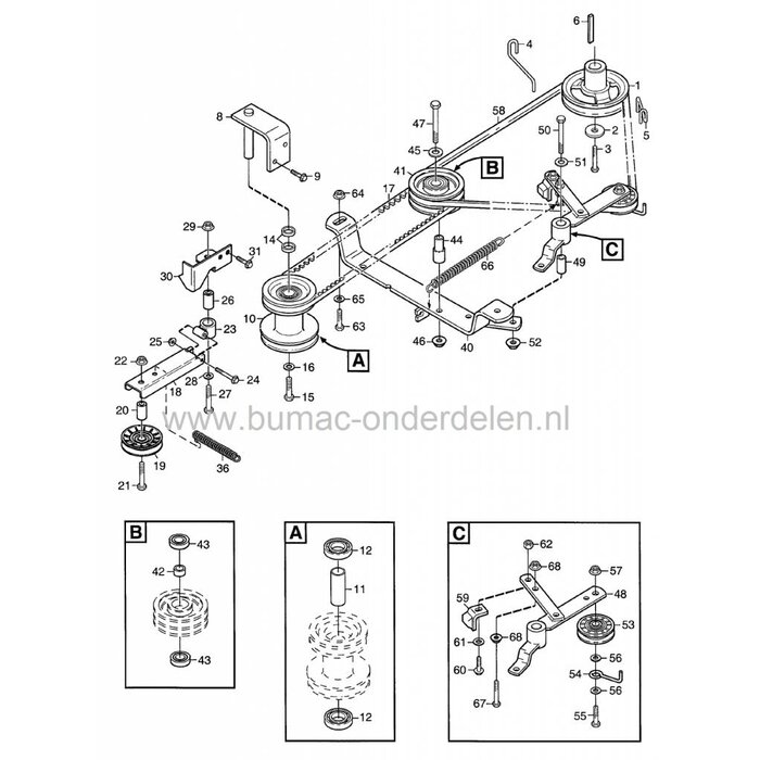 Dubbele Tussenpouly voor Stiga Park 520 Anniversary - Villa, Frontmaaiers, Castelgarden, Mountfield, Zitmaaiers, Tuintrekkers, Poelie voor V snaar, Poulie, Poely, Castel Garden, onderdeel