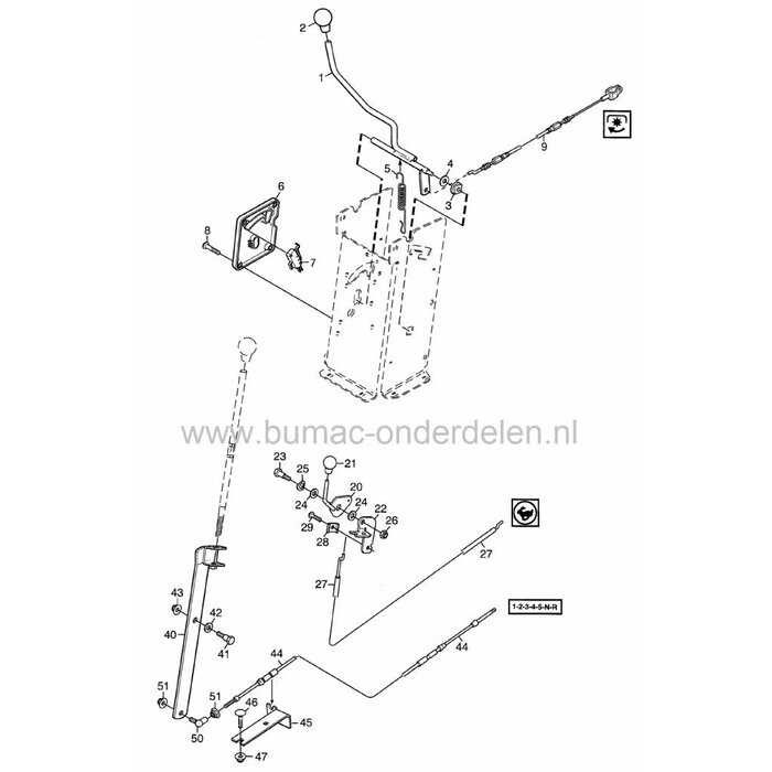 Gaskabel voor Stiga Park Compact, Villa 105 Combi Frontmaaiers, Castelgarden, Mountfield, Zitmaaiers, Tuintrekkers, Castel Garden
