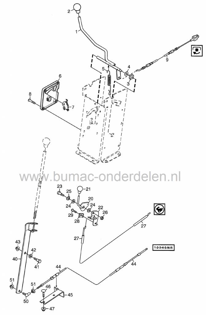 Gaskabel voor Stiga Park Compact, Villa 105 Combi Frontmaaiers, Castelgarden, Mountfield, Zitmaaiers, Tuintrekkers, Castel Garden