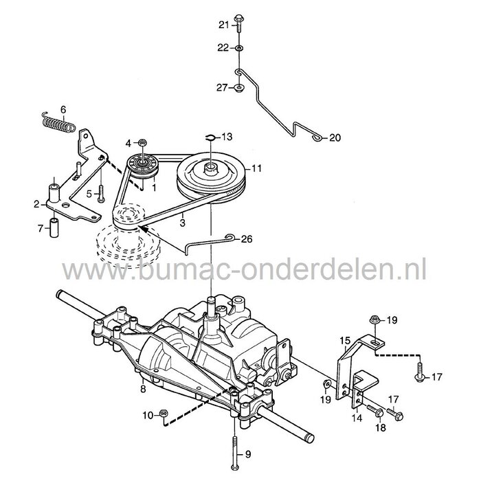 V-snaar voor Aandrijving van de Hydrostaat bij Stiga - Castel Garden - Mountfield - Zitmaaiers - Frontmaaiers