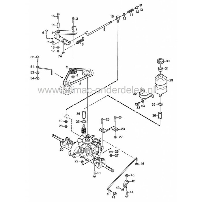 Stiga Park 16 HST Pro - Park 18 HST - Park Royal - Park Compact - Park 520 Anniversary - President - Comfort, Spanpoelie voor Frontmaaiers, Castelgarden, Mountfield, Zitmaaiers, Tuintrekkers, Pouly, Poely, Poulie, Castel Garden