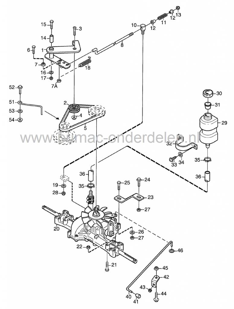 Stiga Park 16 HST Pro - Park 18 HST - Park Royal - Park Compact - Park 520 Anniversary - President - Comfort, Spanpoelie voor Frontmaaiers, Castelgarden, Mountfield, Zitmaaiers, Tuintrekkers, Pouly, Poely, Poulie, Castel Garden