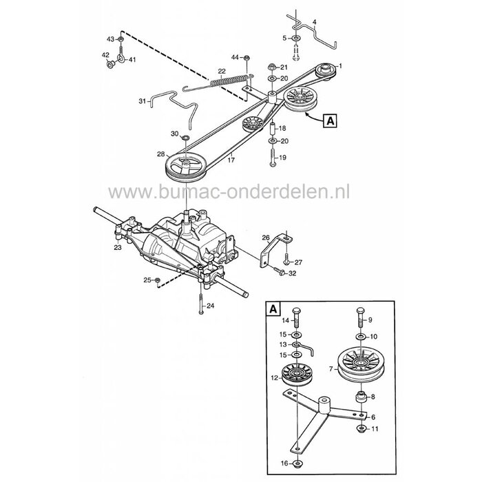 V snaar voor Handgeschakelde Versnellingsbak bij Stiga - Castel Garden - Mountfield - Zitmaaiers - Frontmaaiers,