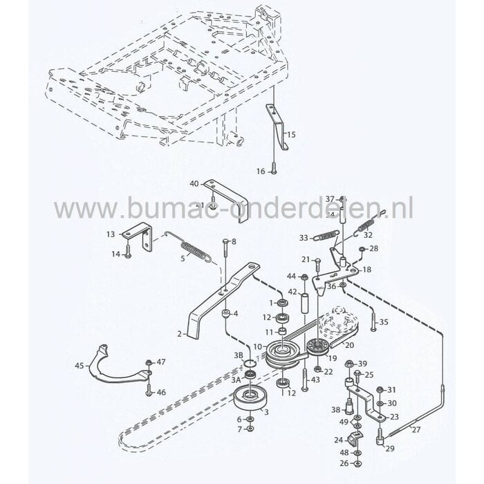 Afstandsbus voor Spanpoelie 7012801, Stiga Primo - Park - Park Compact, Castelgarden X1, Mountfield 1125M, Frontmaaiers, Zitmaaiers, Tuintrekkers, Afstands Bus, Castel Garden, Poely, Pouly, Poulie