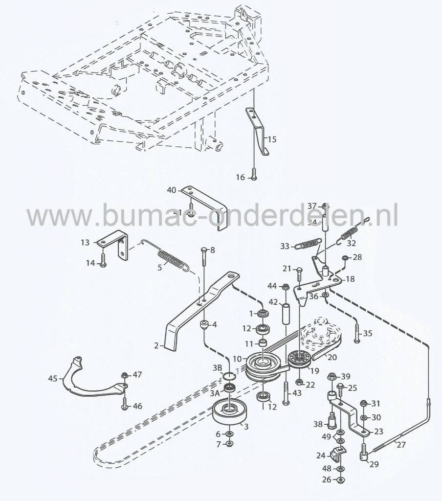 Afstandsbus voor Spanpoelie 7012801, Stiga Primo - Park - Park Compact, Castelgarden X1, Mountfield 1125M, Frontmaaiers, Zitmaaiers, Tuintrekkers, Afstands Bus, Castel Garden, Poely, Pouly, Poulie