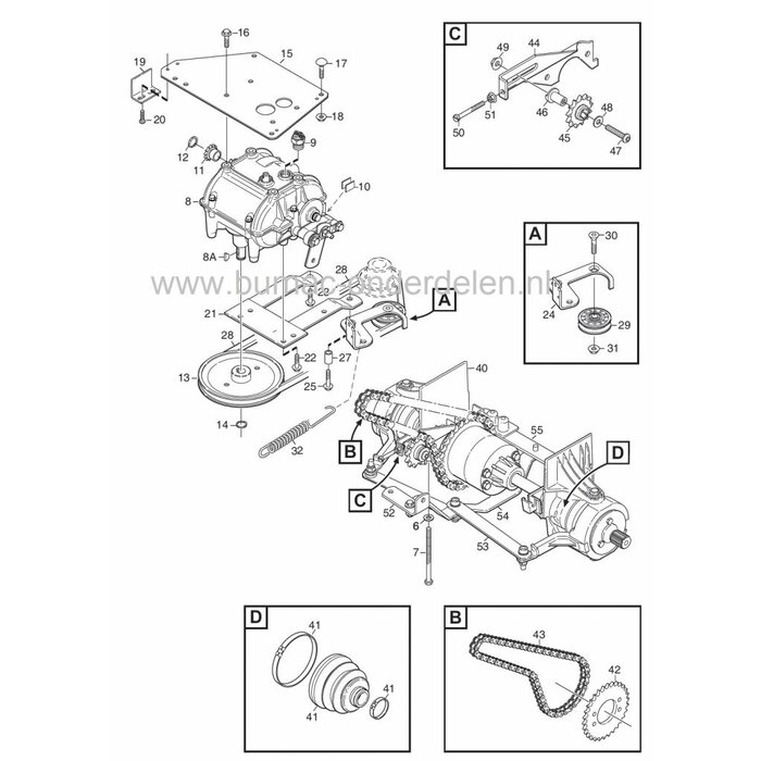 Spie voor Poelie Aandrijving Versnellingsbak, Stiga, Castelgarden, Mountfield, Noma, Zitmaaiers, Frontmaaiers, Tuintrekkers, Castel Garden, Pouly, Poely, Poulie, 1121394300, 121394300, 9600005000, 1811012901, 1811082101, 22949604500, 3021, 1374, 112139430