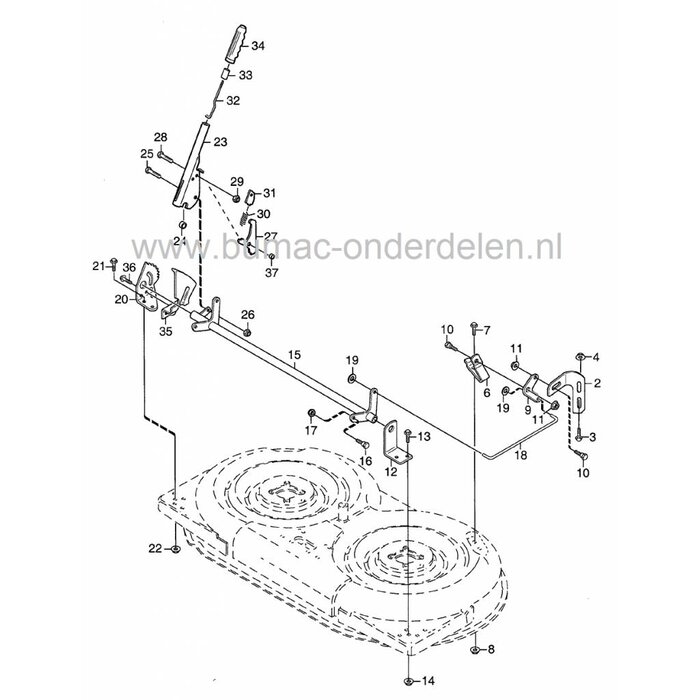 Tandheugel Maaihoogte Instelling voor Stiga Park 85M - 92M - 107M - 121M - Villa en Ready, Frontmaaiers, Hoogteverstelsegment Getand, Castelgarden, Mountfield, Castel Garden