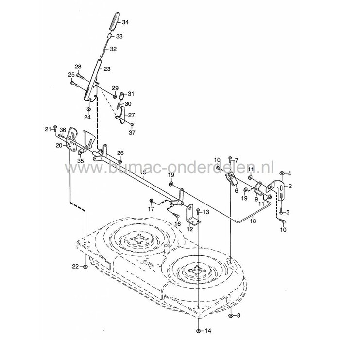 Plaat voor Maaihoogte Instelling Stiga Ready en Villa 85M en 92M - Villa 107M - Park 92M - Park 107M, Frontmaaiers met een Maaibreedte van 85 en 92 Cm, Mulch, Multiclip, Castelgarden, Mountfield, Plaat voor Hendel Maai Hoogte Instelling, Castel Garden