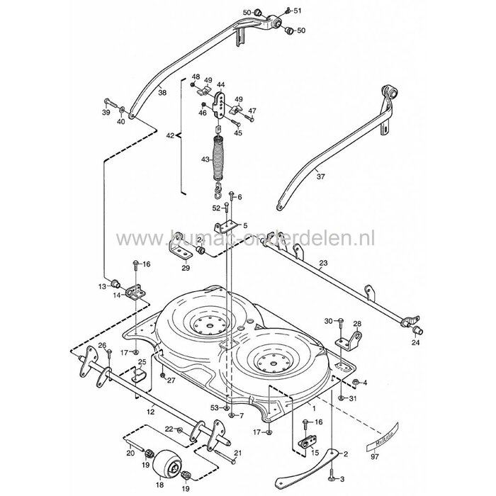 Afstandsbus voor Steunwiel Stiga Villa - Ready - Park - Park Combi, Castelgarden, Mountfield, Frontmaaiers met een Maaibreedte van 92 - 95 - 105 - 107 en 125 Cm, Castel Garden, Afstands Bus voor Wiellager