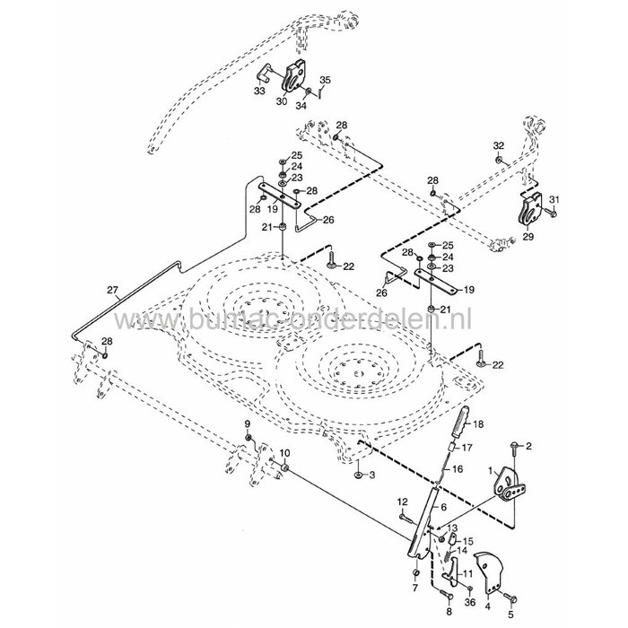 Tandheugel Maaihoogte Instelling voor Stiga Villa 92M - Park 92M - Ready 92M, Frontmaaiers, Hoogteverstelsegment Getand, Castelgarden, Mountfield, Castel Garden