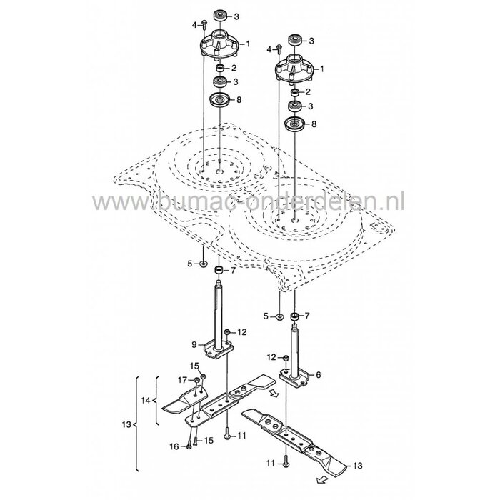 Lagerhuis voor Stiga Park 92M en 107M - Villa 92M en 107M - Ready 92M en 107M, Frontmaaiers, Castelgarden, Mountfield, Castel Garden