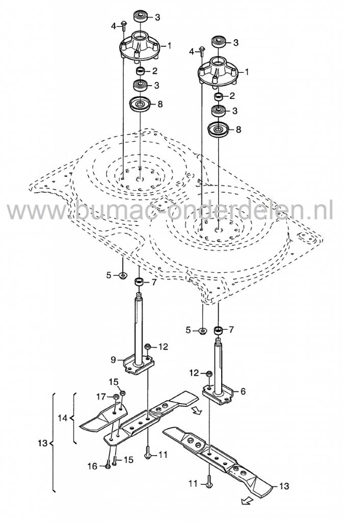 Lagerhuis voor Stiga Park 92M en 107M - Villa 92M en 107M - Ready 92M en 107M, Frontmaaiers, Castelgarden, Mountfield, Castel Garden