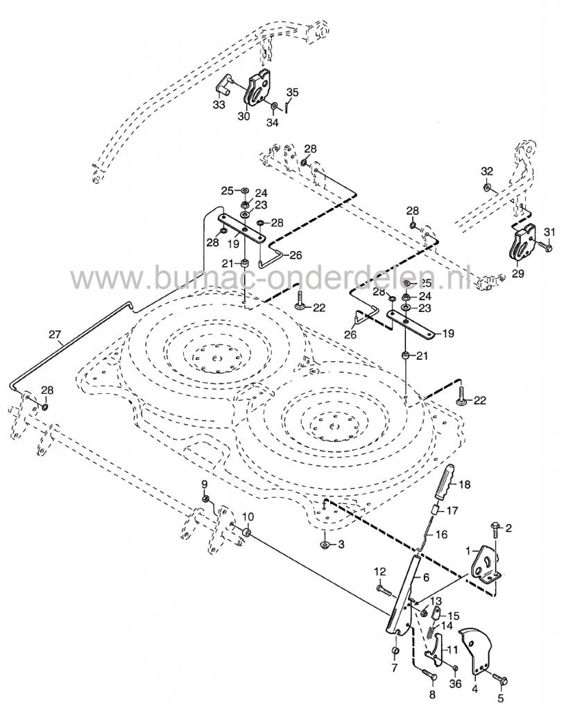 Tandheugel Maaihoogte Instelling voor Stiga Villa 107M en Park 107M, Castelgarden, Mountfield, Frontmaaiers met een Maaibreedte van 107 Cm, Mulch, Hoogteverstelsegment Getand, Castel Garden