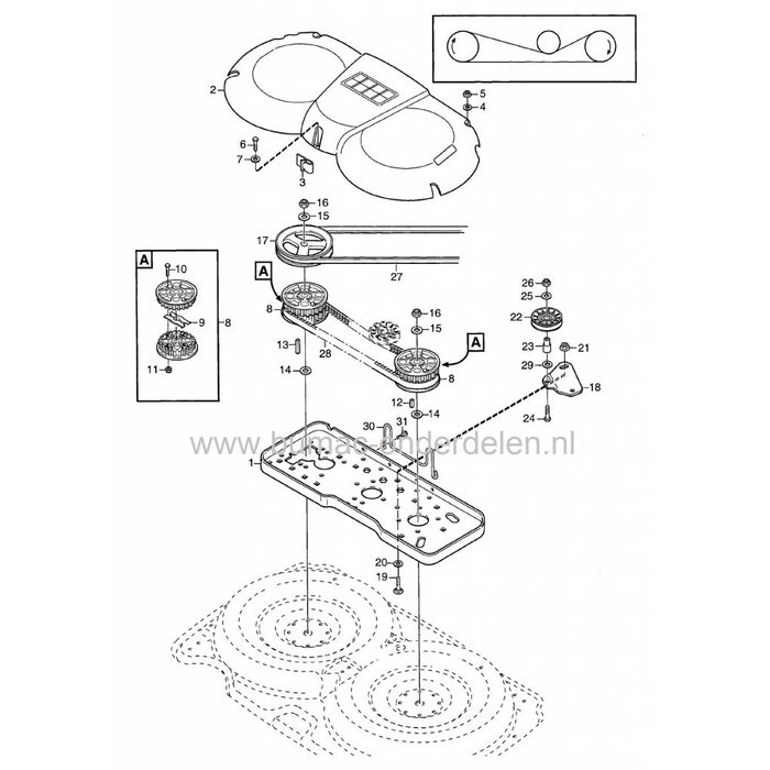 Tandriem 178 Tands voor Maaidek Stiga - Castel Garden - Mountfield - Alpina Frontmaaiers, Zitmaaiers, Getande Riem voor Aandrijving Maaidek, Maaimessen bij Stiga Villa II, Villa 107M en Park 107M, Aandrijf Riemen, Snaren Getand CastelGarden