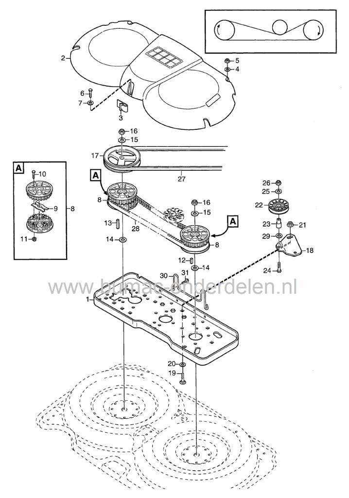 Tandriem 178 Tands voor Maaidek Stiga - Castel Garden - Mountfield - Alpina Frontmaaiers, Zitmaaiers, Getande Riem voor Aandrijving Maaidek, Maaimessen bij Stiga Villa II, Villa 107M en Park 107M, Aandrijf Riemen, Snaren Getand CastelGarden