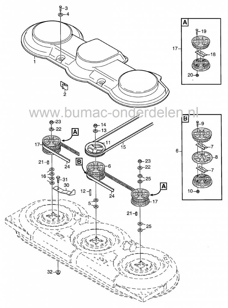 Stiga Park 121M - Villa 105 Combi, Castelgarden, Mountfield, V snaar Maaidek voor Frontmaaiers met een Maaibreedte van 105 en 121 Cm, Mulch, Aandrijfriem voor de Maaimessen, Castel Garden