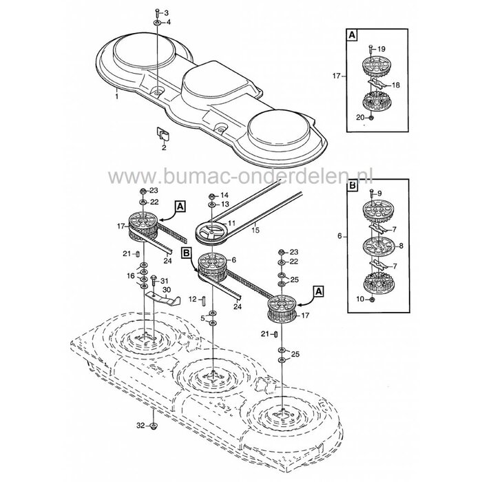 Spie voor Maaidekpoelie van Stiga, Castelgarden, Mountfield, Frontmaaiers, Spie voor Maaidek Poelie, Pouly, Poulie, Poely, Castel Garden