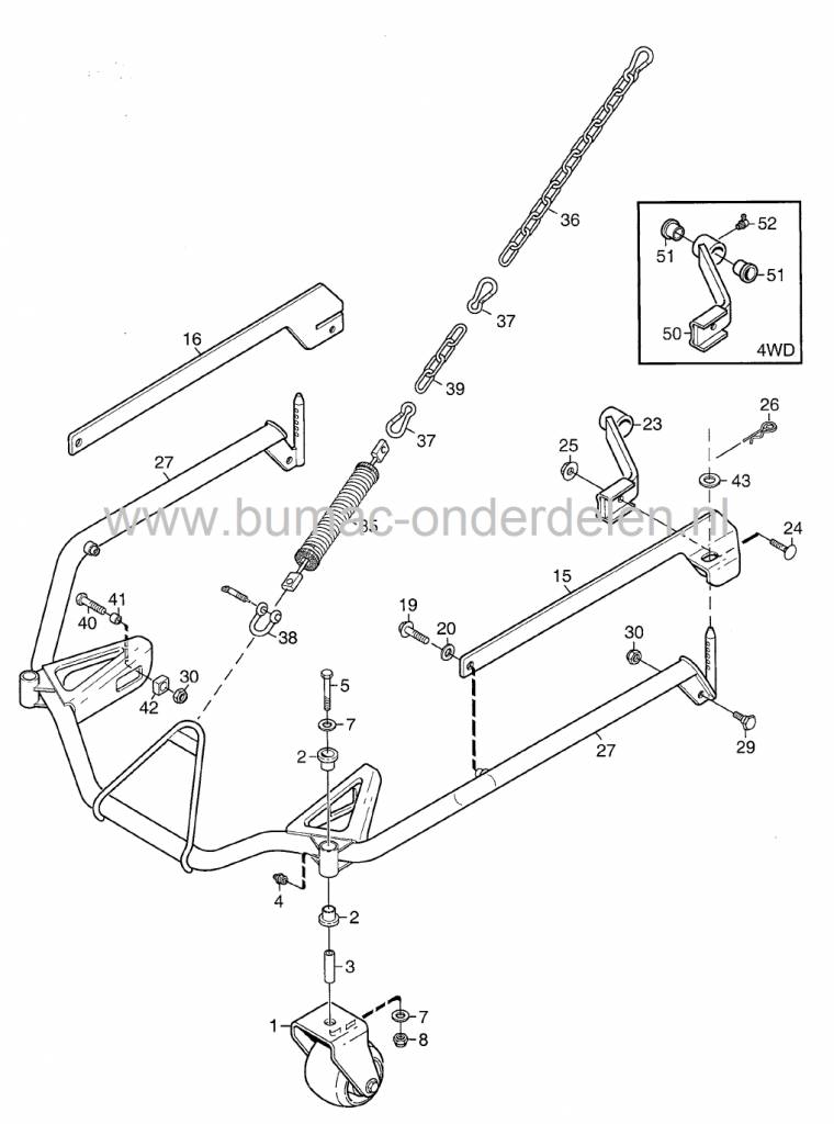 Steunwiel voor Stiga Park 107M - Park 110 Combi Pro - Park 125 Combi Pro, Frontmaaiers, Castelgarden, Mountfield, Maaidek Steun Wiel, Castel Garden