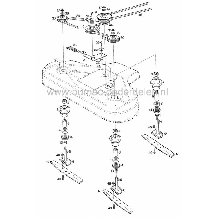 Mesas met Houder voor Stiga Park 100B en Park 110S, Castelgarden, Mountfield, Frontmaaiers, Mes As, Castel Garden