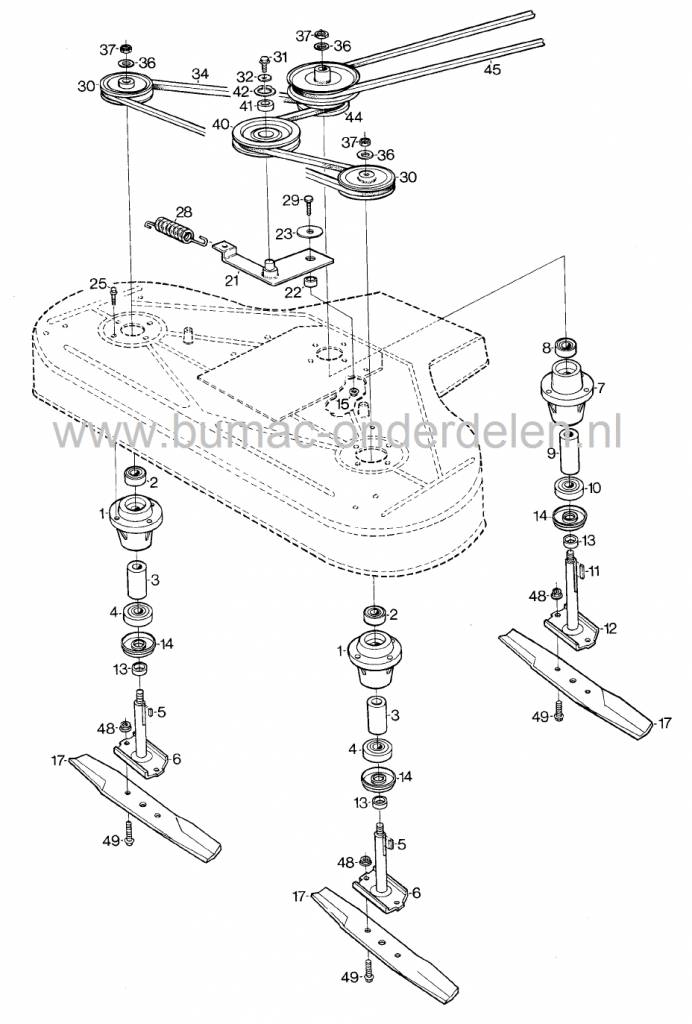 V snaar voor Aandrijving van het Maaidek bij Stiga - Castel Garden - Mountfield - Zitmaaiers - Frontmaaiers, Stiga Park 100B, Park 100M, Park 2000, Park 2002