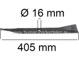 Mes 40,5 Cm voor Hayter Harrier 41 Cm Walsmaaier Hayter 41EL, 41P, 41SP, 374, 375, 379 Grasmaaiers Lengte 405 mm, Breedte 64 mm, Asgat 16 mm