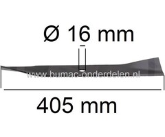 Mes 40,5 Cm voor Hayter Harrier 41 Cm Walsmaaier Hayter 41EL, 41P, 41SP, 374, 375, 379 Grasmaaiers Lengte 405 mm, Breedte  64 mm, Asgat 16 mm