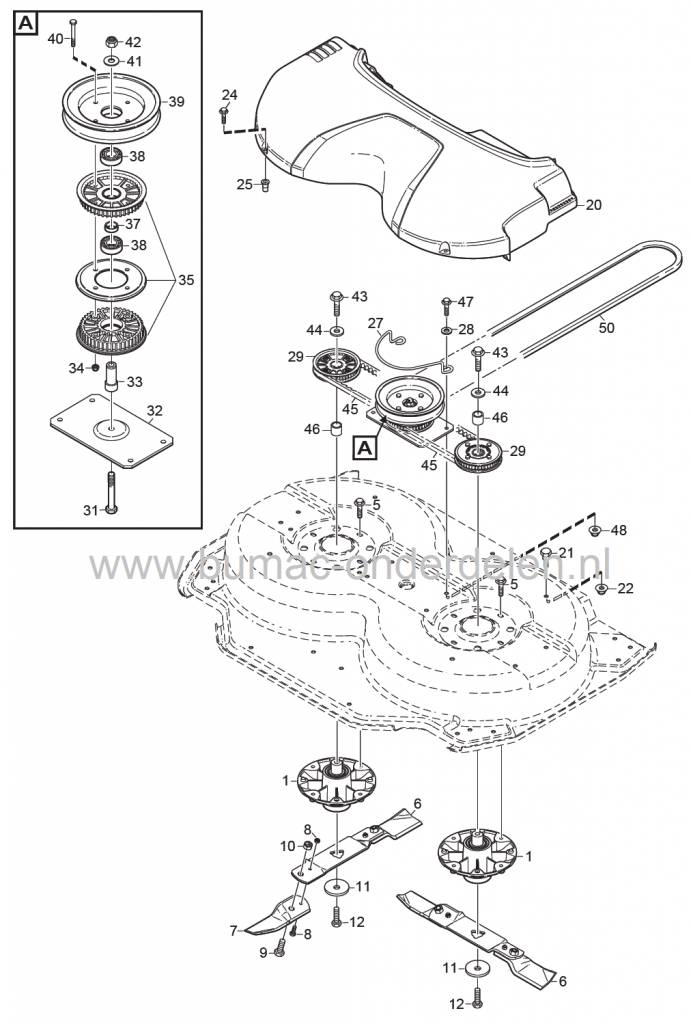 V snaar Maaidek voor Stiga Park 95 Combi 4WD, Castelgarden, Mountfield, Riem voor Aandrijving van de Maaimessen, Castel Garden, Frontmaaiers