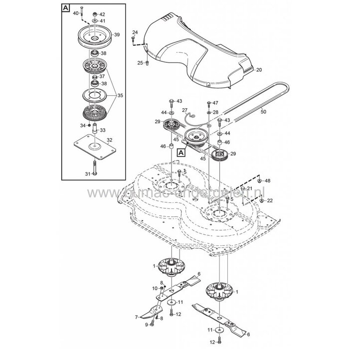V snaar Maaidek Stiga Park 105 Combi Frontmaaiers, Castelgarden, Mountfield, Riem voor Aandrijving van de Maaimessen, Castel Garden