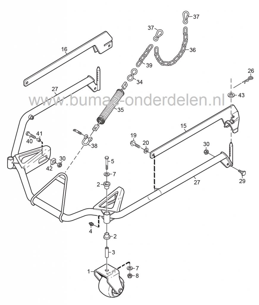 Afstandsbus voor Steunwiel 621607, Stiga Park 107M - Park 110 Combi Pro en 4WD - Park 125 Combi Pro en 4WD, Castelgarden, Mountfield, Frontmaaiers, Zitmaaiers, Castel Garden, onderdeel