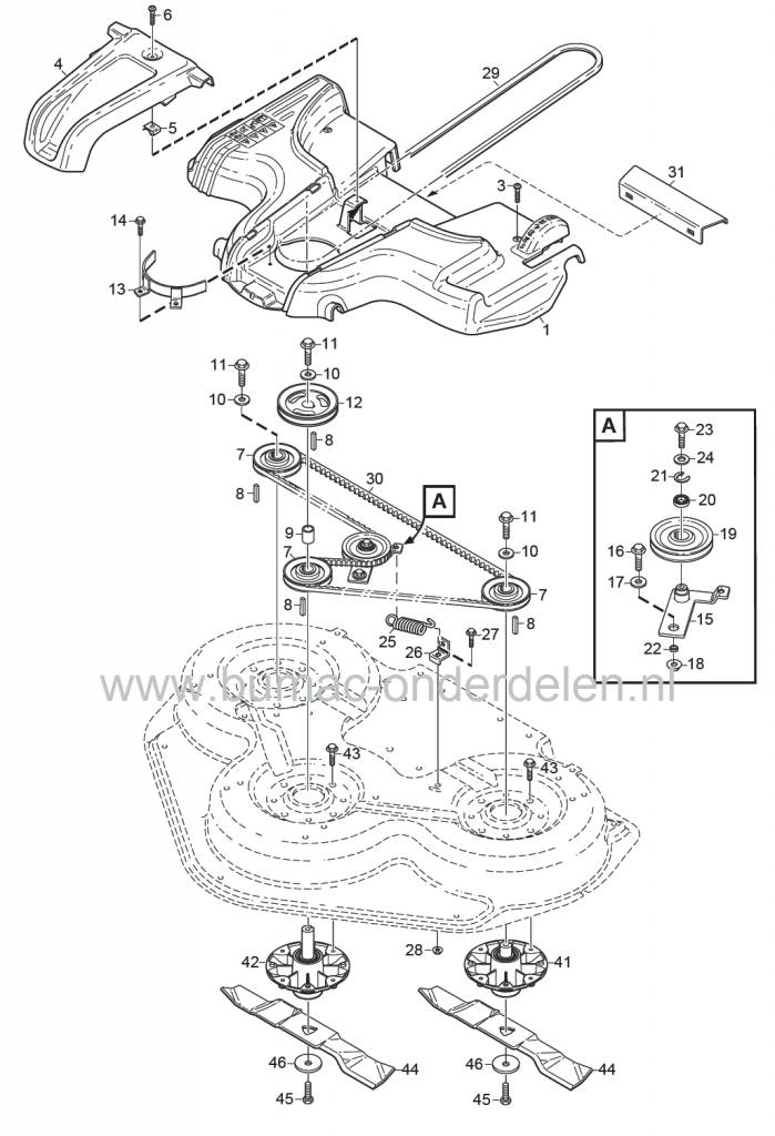 3X Maaimes 42,5 Cm Stiga Park Pro Combi 110 - Park 110 Combi Pro, Frontmaaiers, Castelgarden, Mountfield, Set van 3 Maaimessen voor Zitmaaiers, Tuintrekkers, Castel Garden onderdeel