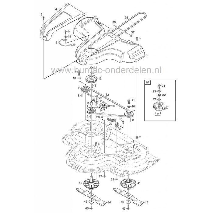 V snaar  voor Maaidek Stiga Park 100 Combi 3 - 2 WD, Frontmaaiers, Castelgarden, Mountfield, Riem voor Aandrijving van de Maaimessen, Zitmaaiers, Tuintrekkers, Castel Garden