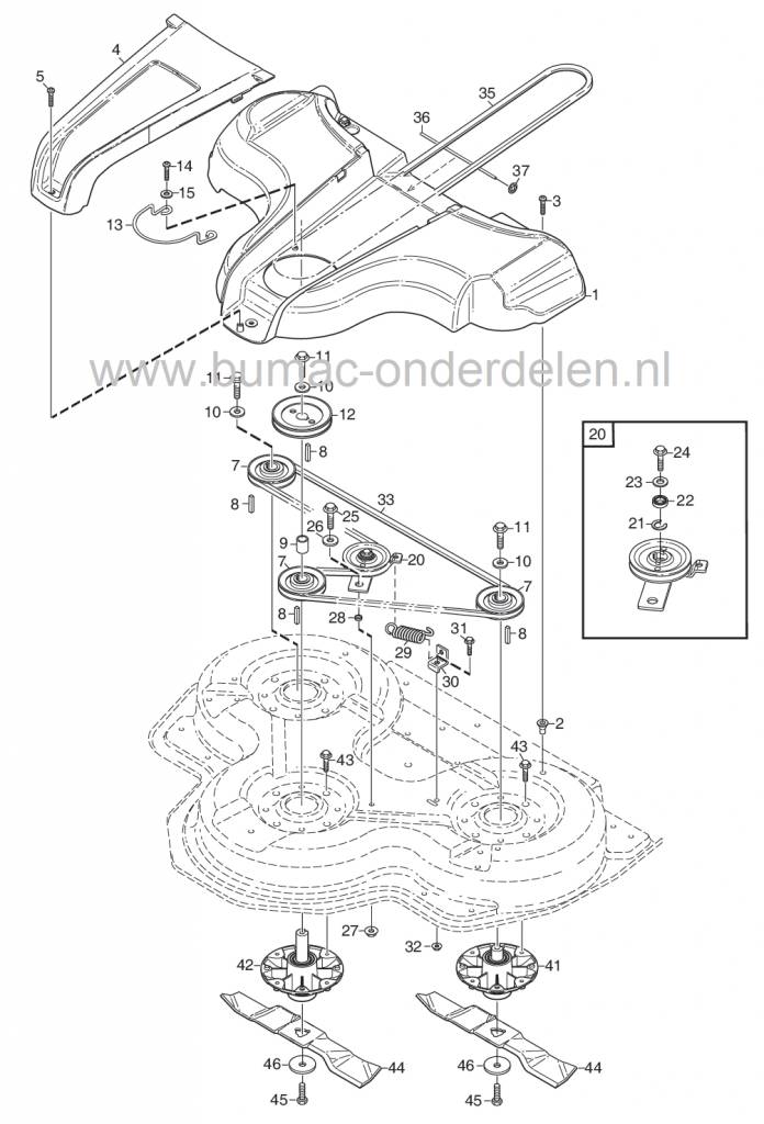 V snaar  voor Maaidek Stiga Park 100 Combi 3 - 2 WD, Frontmaaiers, Castelgarden, Mountfield, Riem voor Aandrijving van de Maaimessen, Zitmaaiers, Tuintrekkers, Castel Garden