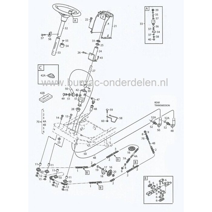 Stuurketting 45 Schakels voor Stiga Park Diesel en Park 520 Anniversary, Frontmaaiers, Castelgarden, Mountfield, Ketting voor de Stuur Inrichting, Castel Garden