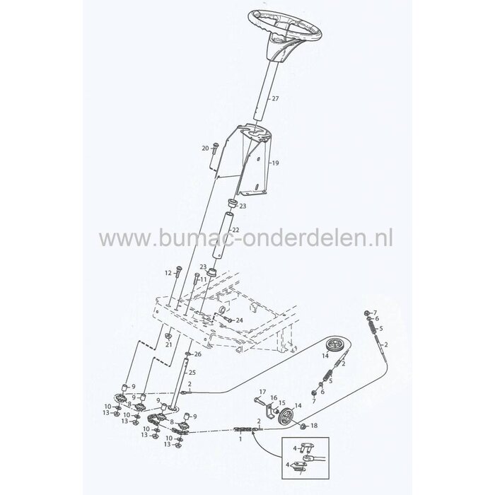 Stuuras voor Stiga, Park 420 LM, Frontmaaiers, Mountfield, Castelgarden, Stuur As, Zitmaaiers, Tuintrekkers, Castel Garden