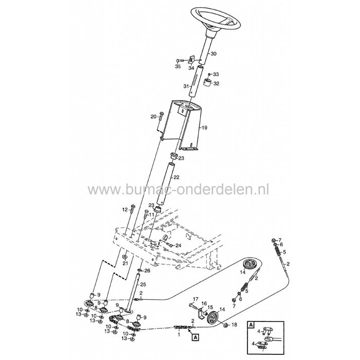 Afstandsbus voor Stuurtandwiel Stiga Park, Frontmaaiers, Castelgarden, Mountfield, Afstand Bus voor Stuurinrichting, Stuur Tandwiel, Castel Garden