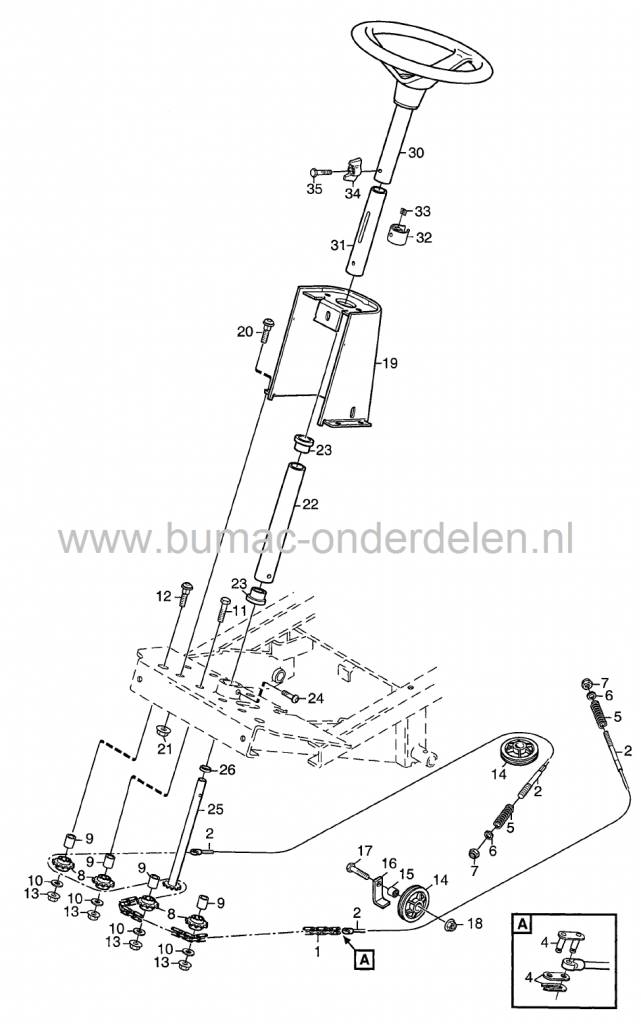 Afstandsbus voor Stuurtandwiel Stiga Park, Frontmaaiers, Castelgarden, Mountfield, Afstand Bus voor Stuurinrichting, Stuur Tandwiel, Castel Garden