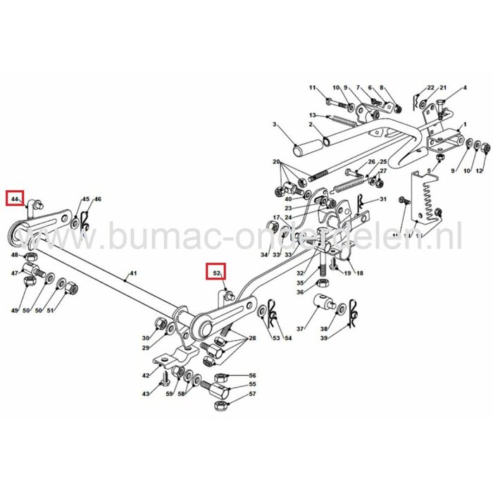 Stang voor Maaidek Ophanging bij Castelgarden, Mountfield, Stiga, Alpina, Honda, Motec, Viking Zitmaaier - Tuintrekker onderdeel
